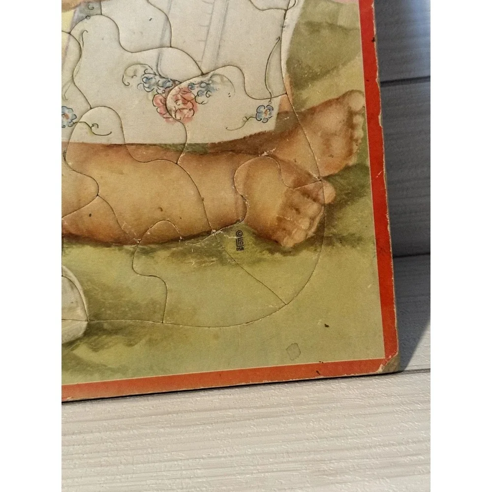 Vintage Bedtime Prayer & Charlotte Becker Baby Puppy Cardboard Tray Puzzles Set